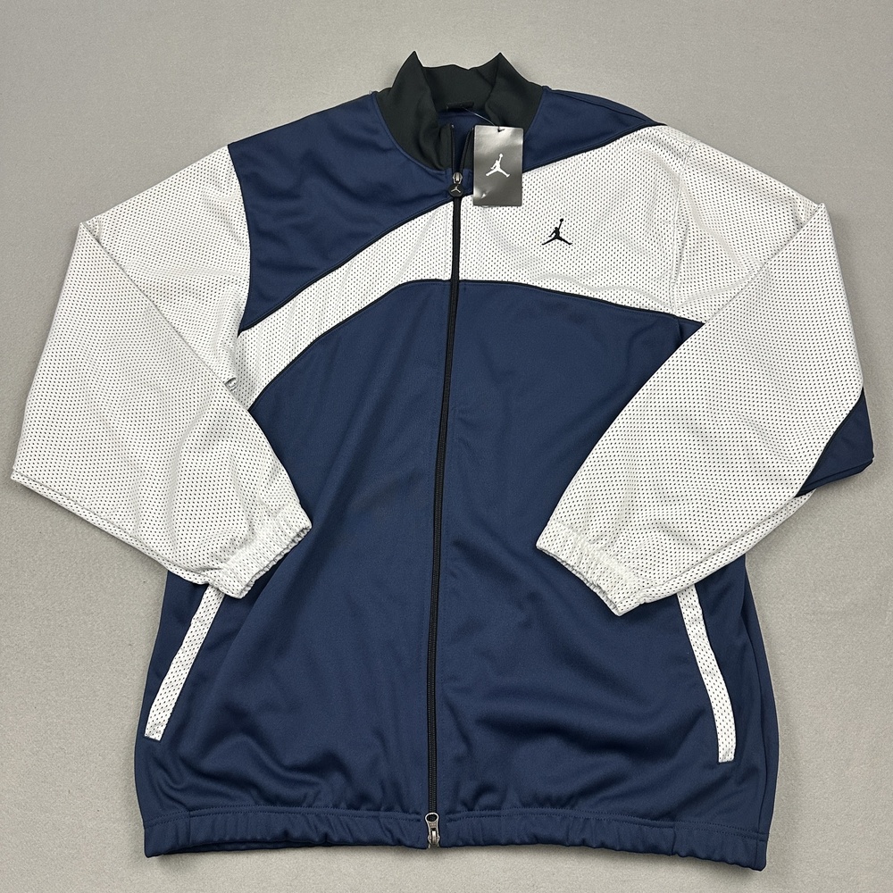 Jordan Track Jacket Men XL Blue Full Zip Mesh Pockets Colorblock Stand-Up Collar